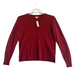 J.CREW 100% Cashmere Crewneck Sweater Burgundy Red Size Large NWT